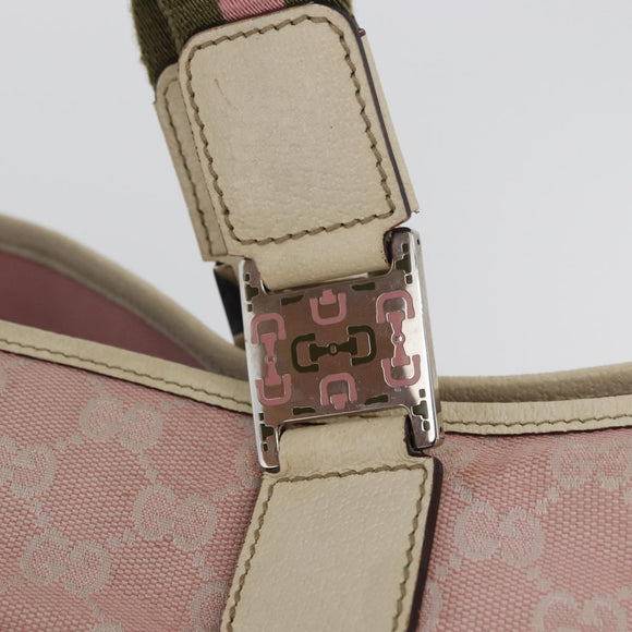 GUCCI GG Canvas Sherry Line Tote Bag Pink Silver 145758 Auth 172816