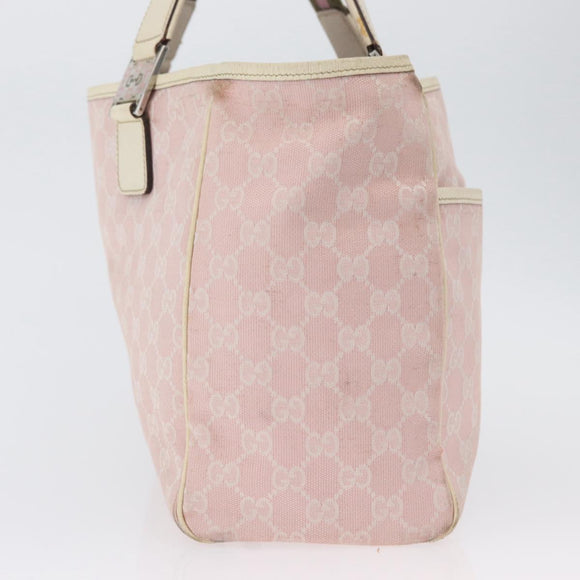 GUCCI GG Canvas Sherry Line Tote Bag Pink Silver 145758 Auth 172816