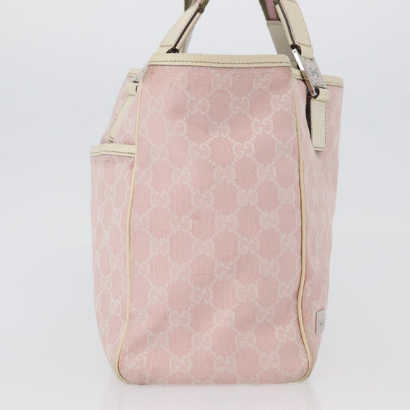GUCCI GG Canvas Sherry Line Tote Bag Pink Silver 145758 Auth 172816