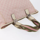 GUCCI GG Canvas Sherry Line Tote Bag Pink Silver 145758 Auth 172816-7
