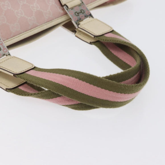 GUCCI GG Canvas Sherry Line Tote Bag Pink Silver 145758 Auth 172816