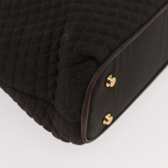 BALLY Chain Tote Bag Nylon Brown Gold Auth 172818