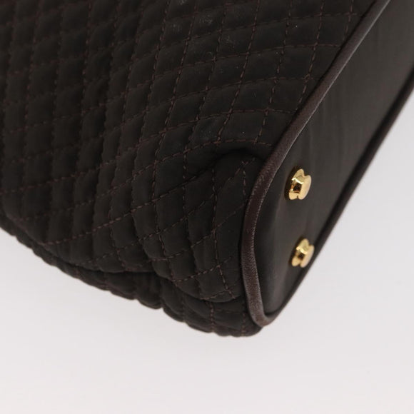 BALLY Chain Tote Bag Nylon Brown Gold Auth 172818