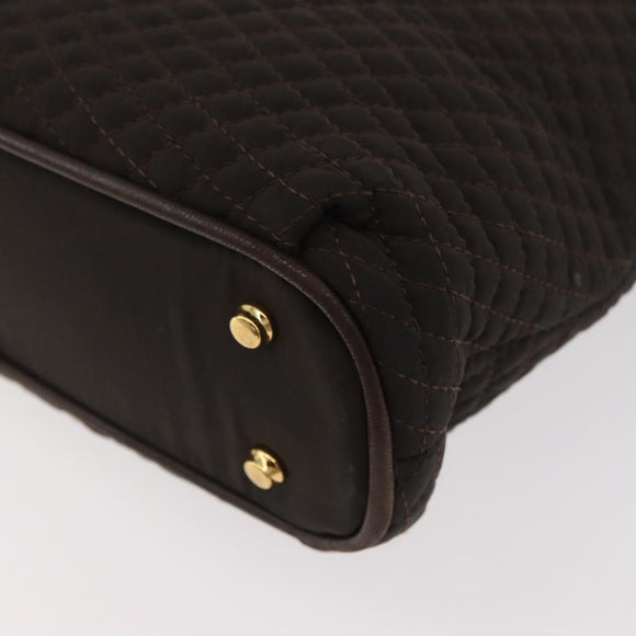 BALLY Chain Tote Bag Nylon Brown Gold Auth 172818