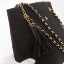 BALLY Chain Tote Bag Nylon Brown Gold Auth 172818-10