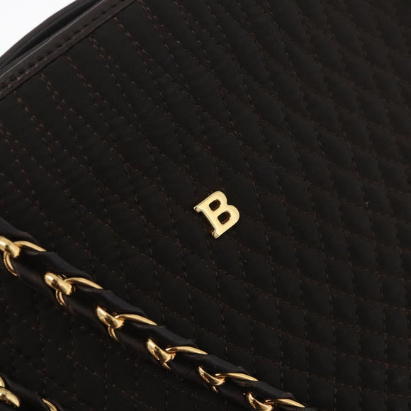 BALLY Chain Tote Bag Nylon Brown Gold Auth 172818