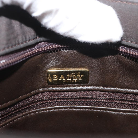 BALLY Chain Tote Bag Nylon Brown Gold Auth 172818