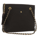 BALLY Chain Tote Bag Nylon Brown Gold Auth 172818-1