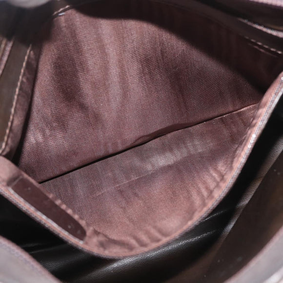 BALLY Chain Tote Bag Nylon Brown Gold Auth 172818