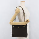BALLY Chain Tote Bag Nylon Brown Gold Auth 172818-23