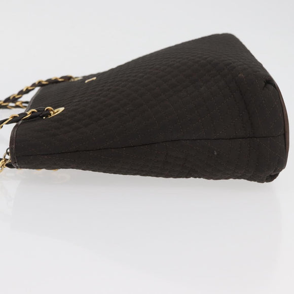 BALLY Chain Tote Bag Nylon Brown Gold Auth 172818