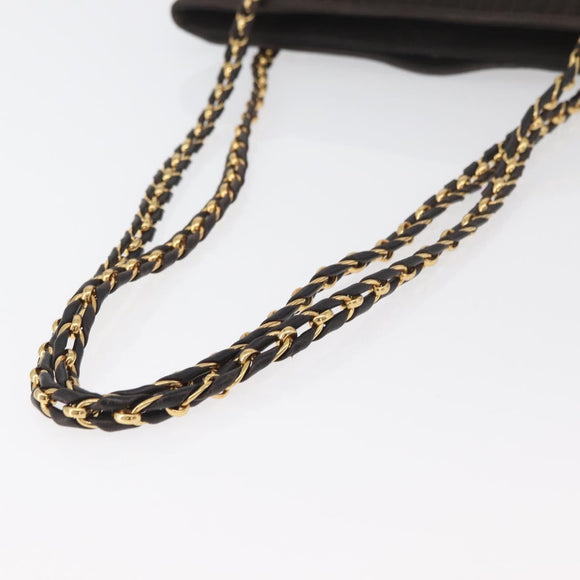 BALLY Chain Tote Bag Nylon Brown Gold Auth 172818