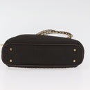 BALLY Chain Tote Bag Nylon Brown Gold Auth 172818-5