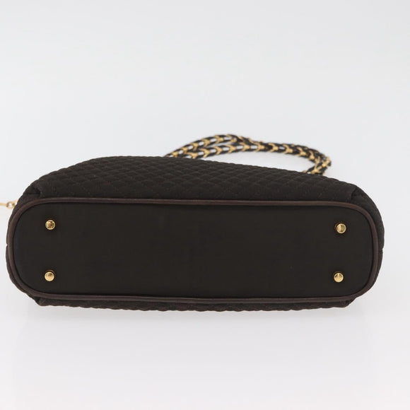 BALLY Chain Tote Bag Nylon Brown Gold Auth 172818