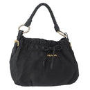 PRADA Hand Bag Nylon Black Gold Auth 172825-1