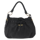 PRADA Hand Bag Nylon Black Gold Auth 172825-13