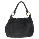 PRADA Hand Bag Nylon Black Gold Auth 172825-2