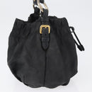 PRADA Hand Bag Nylon Black Gold Auth 172825-4