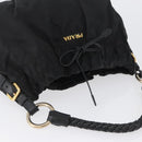 PRADA Hand Bag Nylon Black Gold Auth 172825-6