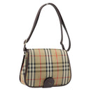Burberrys Nova Check Shoulder Bag Canvas Beige Gold Auth 172836-1
