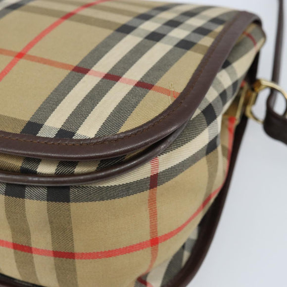 Burberrys Nova Check Shoulder Bag Canvas Beige Gold Auth 172836