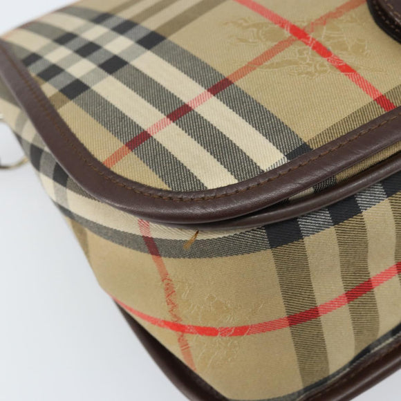 Burberrys Nova Check Shoulder Bag Canvas Beige Gold Auth 172836