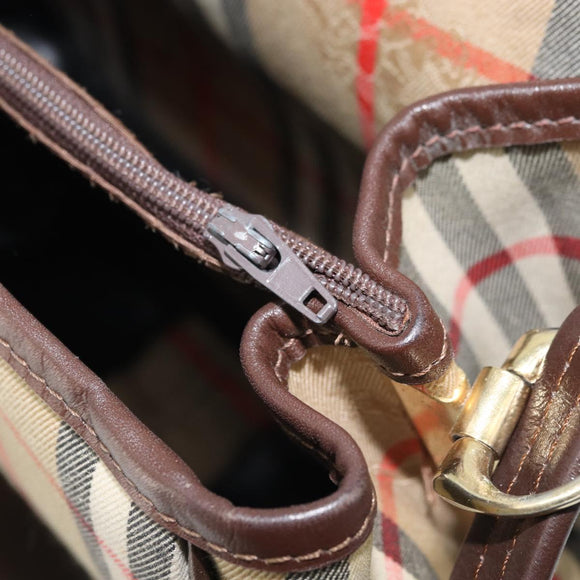 Burberrys Nova Check Shoulder Bag Canvas Beige Gold Auth 172836