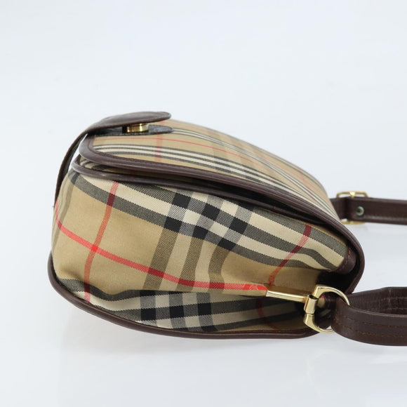 Burberrys Nova Check Shoulder Bag Canvas Beige Gold Auth 172836