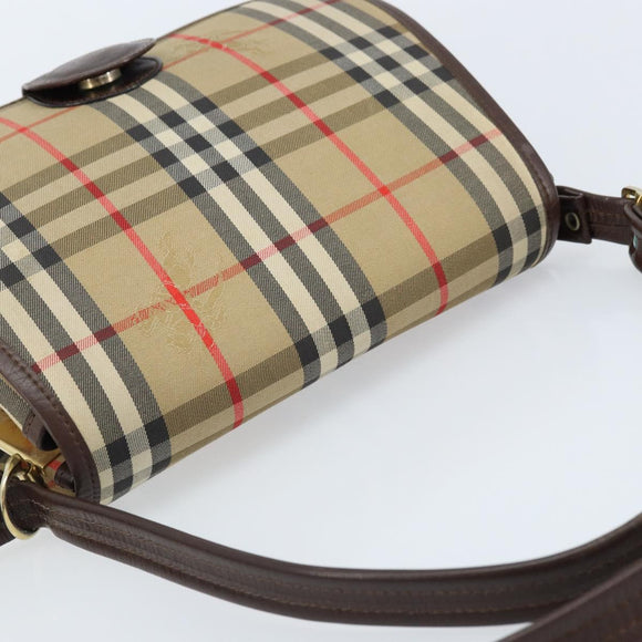 Burberrys Nova Check Shoulder Bag Canvas Beige Gold Auth 172836