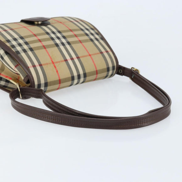 Burberrys Nova Check Shoulder Bag Canvas Beige Gold Auth 172836