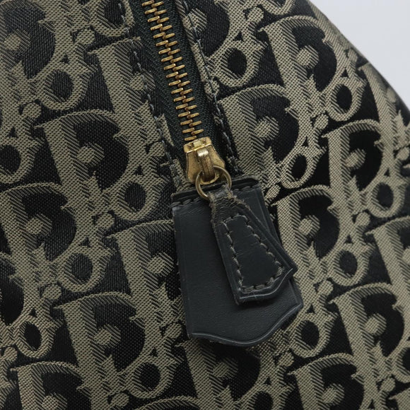 Christian Dior Trotter Canvas Boston Bag Nylon Black Gold Auth 172840