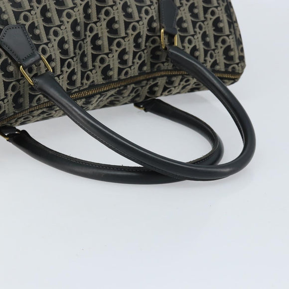Christian Dior Trotter Canvas Boston Bag Nylon Black Gold Auth 172840