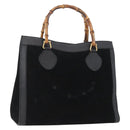 GUCCI Bamboo Hand Bag Suede Black Gold 002 1096 0260 Auth 172841-1