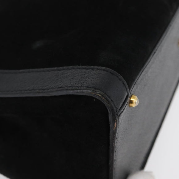 GUCCI Bamboo Hand Bag Suede Black Gold 002 1096 0260 Auth 172841