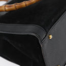 GUCCI Bamboo Hand Bag Suede Black Gold 002 1096 0260 Auth 172841-12