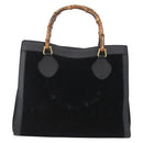 GUCCI Bamboo Hand Bag Suede Black Gold 002 1096 0260 Auth 172841-2