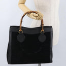 GUCCI Bamboo Hand Bag Suede Black Gold 002 1096 0260 Auth 172841-26