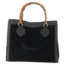 GUCCI Bamboo Hand Bag Suede Black Gold 002 1096 0260 Auth 172841-3