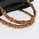 GUCCI Bamboo Hand Bag Suede Black Gold 002 1096 0260 Auth 172841-7