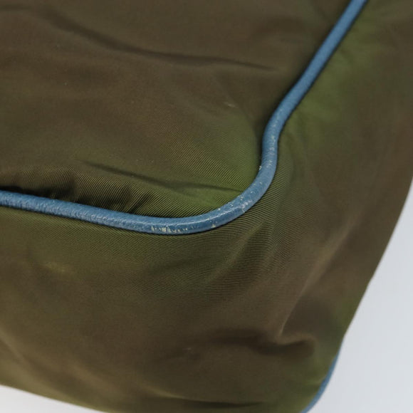 PRADA Shoulder Bag Nylon Khaki Silver Auth 172848
