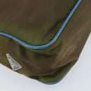 PRADA Shoulder Bag Nylon Khaki Silver Auth 172848-14