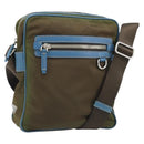 PRADA Shoulder Bag Nylon Khaki Silver Auth 172848-1