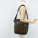 PRADA Shoulder Bag Nylon Khaki Silver Auth 172848-25