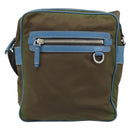 PRADA Shoulder Bag Nylon Khaki Silver Auth 172848-13