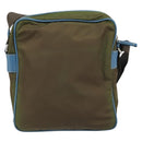 PRADA Shoulder Bag Nylon Khaki Silver Auth 172848-2
