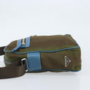 PRADA Shoulder Bag Nylon Khaki Silver Auth 172848-4