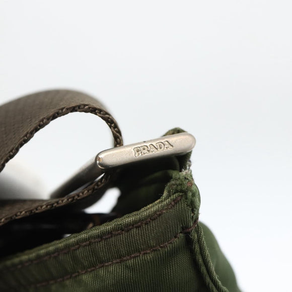 PRADA Shoulder Bag Nylon Green Silver Auth 172849