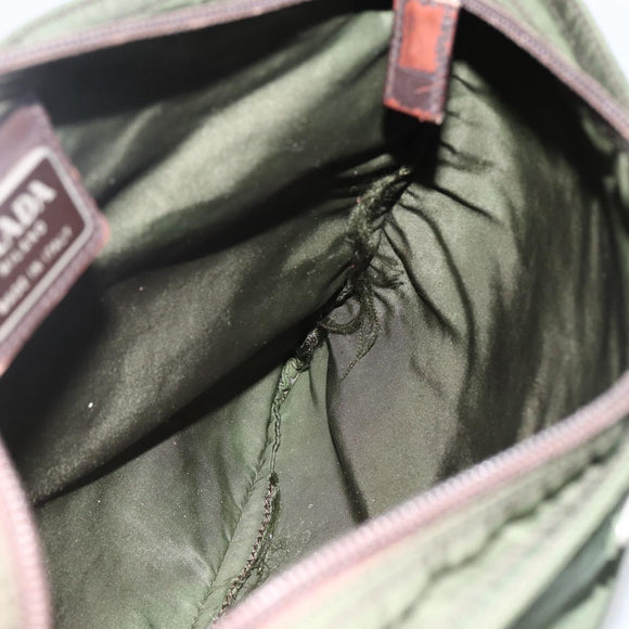 PRADA Shoulder Bag Nylon Green Silver Auth 172849