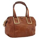 Chloe Etel Hand Bag Leather Brown Gold Auth 172853-1