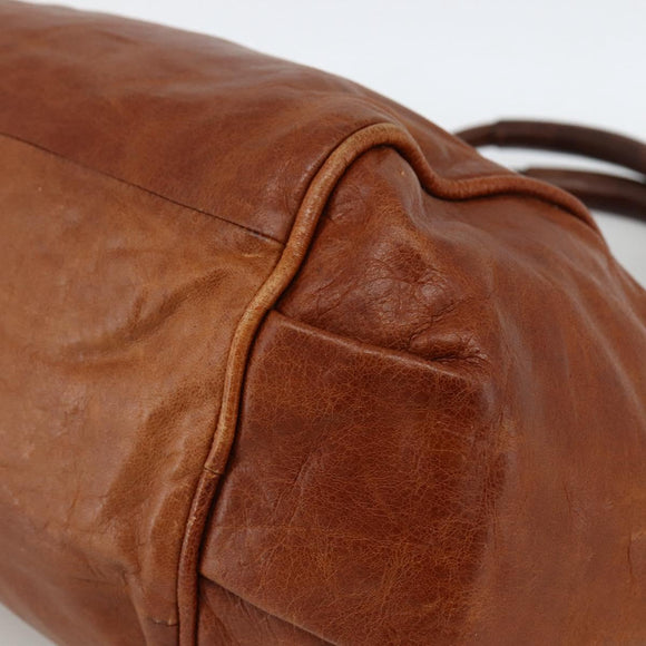 Chloe Etel Hand Bag Leather Brown Gold Auth 172853